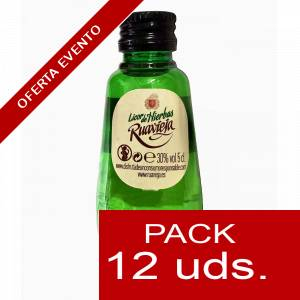 2 Licor, Orujo, Cremas, Bebida - Licor de hierbas Ruavieja 5cl - PL 1 PACK DE 12 UDS Plastico 1 PACK DE 12 UDS