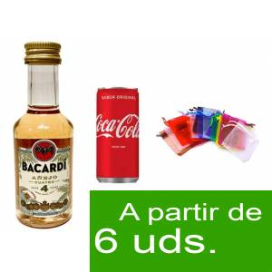 - Los kits más deseados - Pack Bacardi 4 años 5cl más Coca Cola 20cl más Bolsa de Organza 