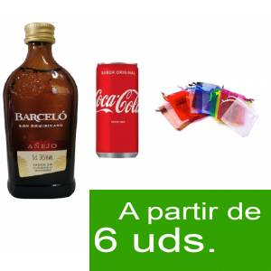 - Los kits más deseados - Pack Barcelo 5cl más Coca Cola 20cl más Bolsa de Organza 